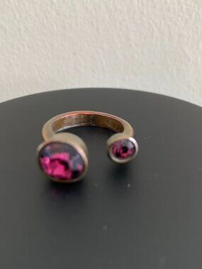 Avant Garde Paris Los Angeles VINTAGE Designer purple crystal bronze copper ring